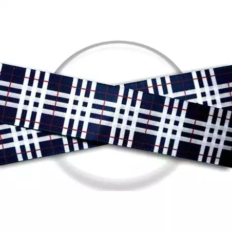 Lacets satin large marine écossais pour vos chaussures