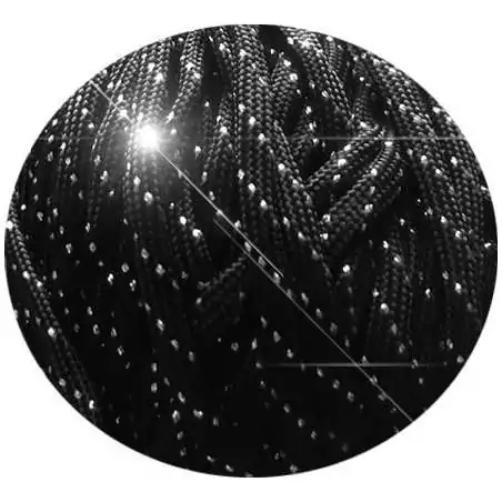 Lacets ronds paracorde noirs paillettes argentées pour vos…