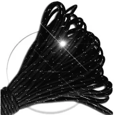 Lacets ronds paracorde noirs paillettes argentées pour vos chaussures