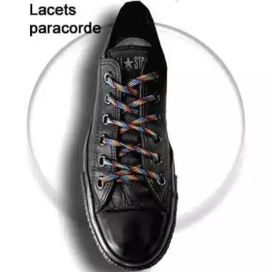 Lacets ronds paracorde&nbsp;rouge+gris+noir pour vos chaussures