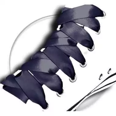 Lacets en satin bleu marine pour vos chaussures