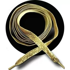 Lacets en velours pailleté doré. pour vos chaussures