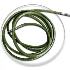 Lacets fins cirés en vert kaki pour vos chaussures