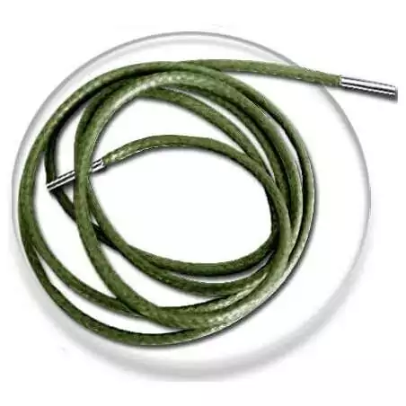 Lacets fins cirés en vert kaki pour vos chaussures