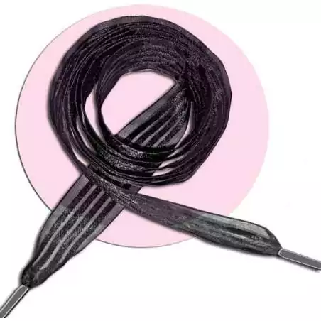 Lacets organza&nbsp;rayés&nbsp;satiné noir pour vos chaussures