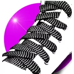 Lacets noirs&nbsp;facettes argentées pour vos chaussures