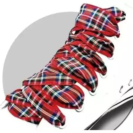 Lacets de chaussures larges rouges à carreaux écossais…