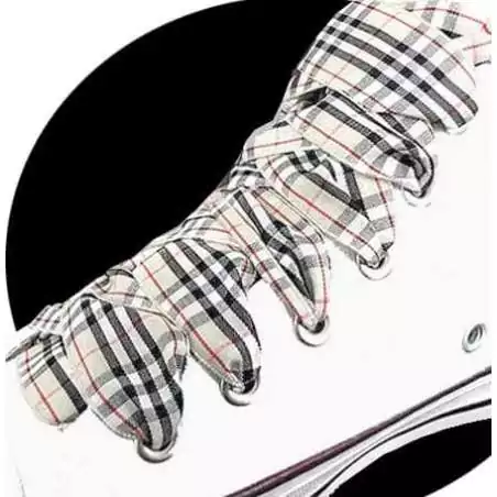 Lacets carreaux écossais beiges en 3 largeurs pour vos…