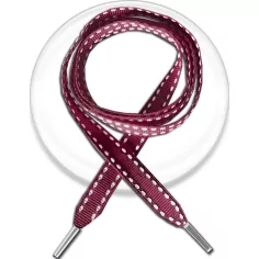 Lacets bordeaux&nbsp;surpiqués blanc pour vos chaussures