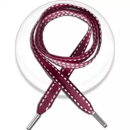 Lacets bordeaux&nbsp;surpiqués blanc pour vos chaussures