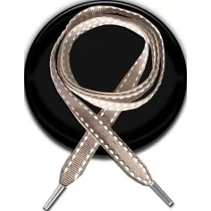 Lacets bruns camel surpiqués de blanc pour vos chaussures