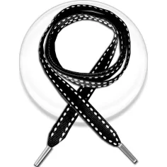  Lacets noirs surpiqués de blanc pour vos chaussures