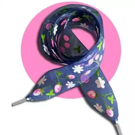 Lacets ruban large organza bleu marine à fleurs pour vos…