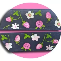 Lacets ruban large organza bleu marine à fleurs pour vos chaussures 2