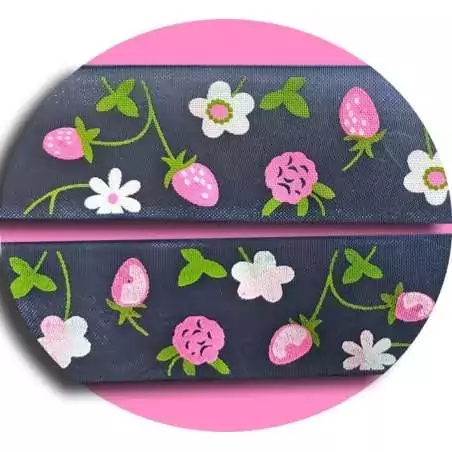 Lacets ruban large organza bleu marine à fleurs pour vos…