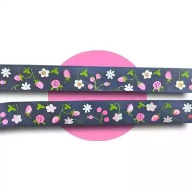 Lacets ruban large organza bleu marine à fleurs pour vos…