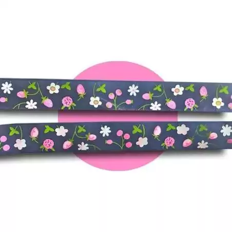 Lacets ruban large organza bleu marine à fleurs pour vos…