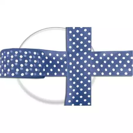 Lacets ruban bleu marine plumetis blanc pour vos chaussures