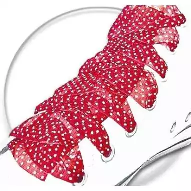Lacets ruban organza large rouge à&nbsp;plumetis blanc pour vos…