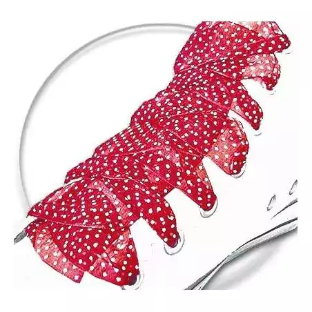 Lacets ruban organza large rouge à&nbsp;plumetis blanc pour vos…