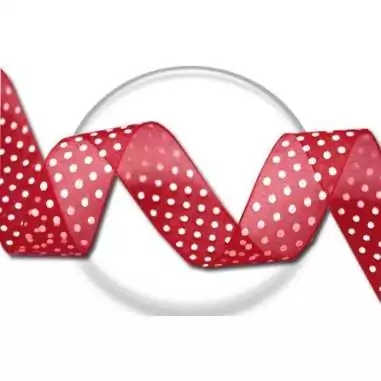 Lacets ruban organza large rouge à&nbsp;plumetis blanc pour vos…