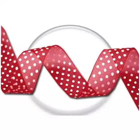 Lacets ruban organza large rouge à&nbsp;plumetis blanc pour vos…