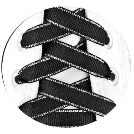 Lacets plats noirs au&nbsp;liseret&nbsp;argenté pour vos chaussures