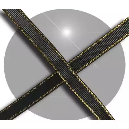 Lacets plats noirs liseret&nbsp;doré pour vos chaussures