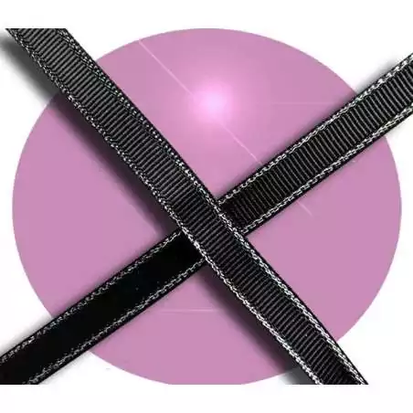 Lacets plats noirs au&nbsp;liseret&nbsp;argenté pour vos chaussures