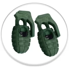 Stoppeurs bloqueurs grenades vert kaki pour lacets, capuche, sac