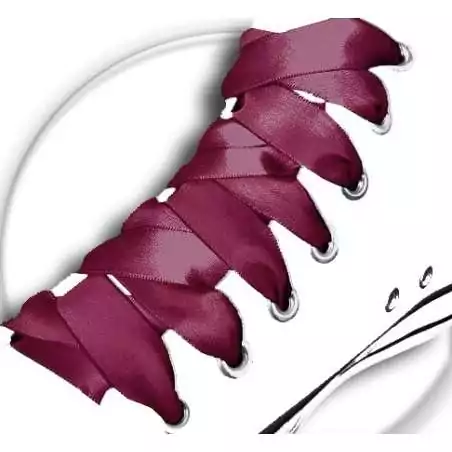 Lacets en satin bordeaux pour vos chaussures