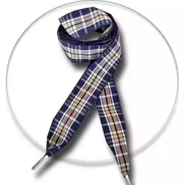 Lacets de chaussures écossais marrons et bleus à carreaux…