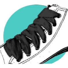 Lacets de chaussures noirs larges plats en coton.Boutique… 2