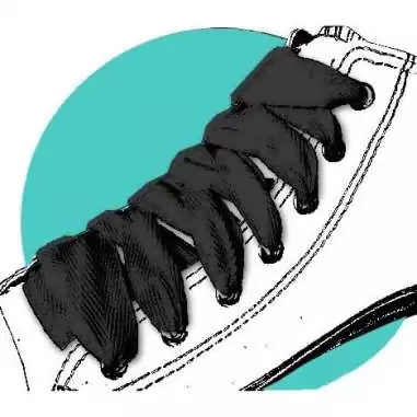 Lacets de chaussures noirs larges plats en coton.Boutique…