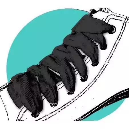 Lacets de chaussures noirs larges plats en coton.Boutique…