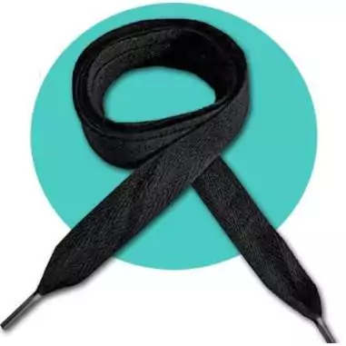 Lacets de chaussures noirs larges plats en coton.Boutique…