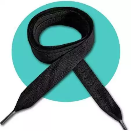 Lacets de chaussures noirs larges plats en coton.Boutique…