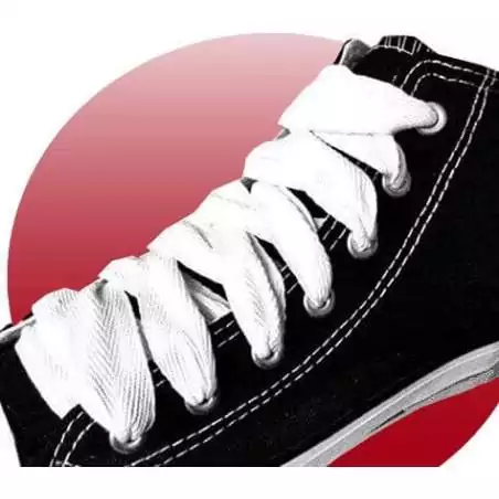 Lacets de chaussures blancs larges plats en coton.Boutique…