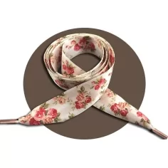 Lacets satin&nbsp;rétro&nbsp;fleuri : 2 largeurs pour vos chaussures