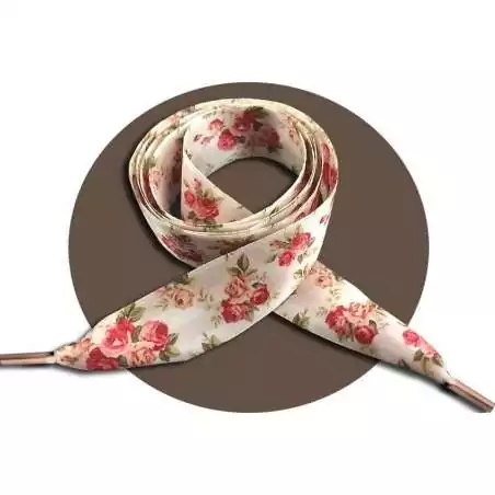 Lacets satin&nbsp;rétro&nbsp;fleuri : 2 largeurs pour vos chaussures