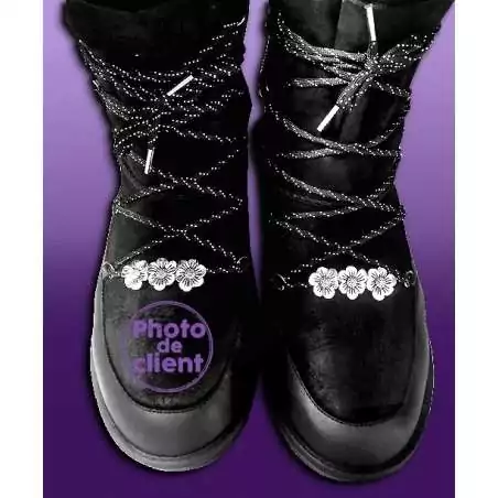 Lacets ronds paracorde noirs paillettes argentées pour vos…