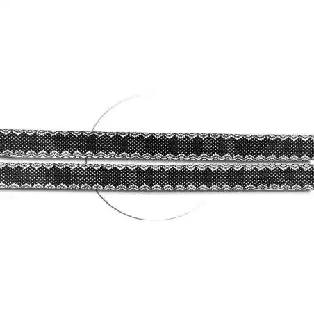 Lacets satin noir pois et dentelle pour vos chaussures