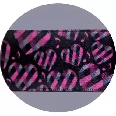 Lacets satin&nbsp;noir coeurs&nbsp;à carreaux roses pour vos chaussures