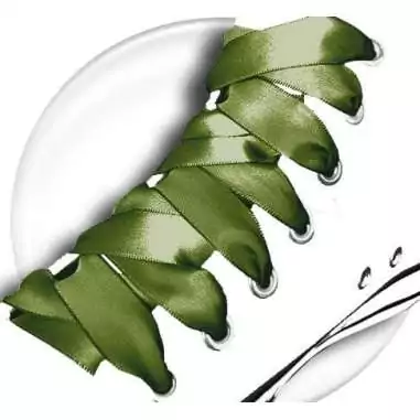 Lacets satin en vert&nbsp;kaki pour vos chaussures