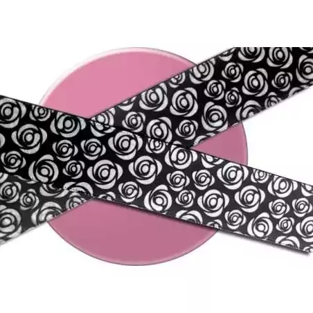 Lacets satin fleuri type Liberty noir & blanc pour vos…