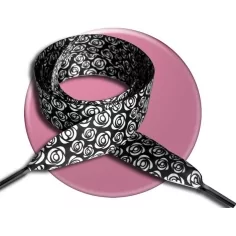 Lacets satin fleuri type Liberty noir & blanc pour vos chaussures