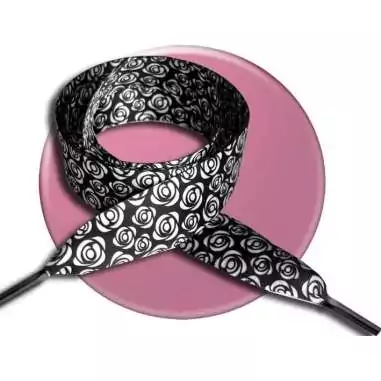Lacets satin fleuri type Liberty noir & blanc pour vos…