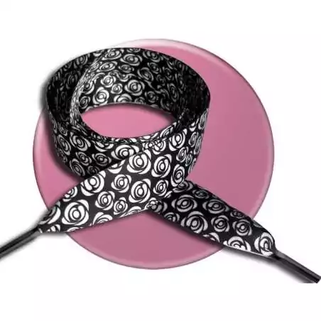 Lacets satin fleuri type Liberty noir & blanc pour vos…