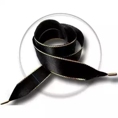 Lacets de chaussures larges satin noir argenté-Achat|Vente…