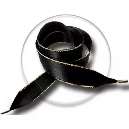 Lacets de chaussures larges satin noir argenté-Achat|Vente…